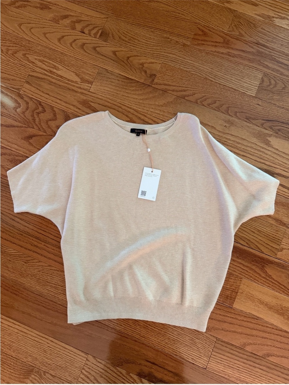 Quince Light Pink Short Sleeve Knit Sweater size xs